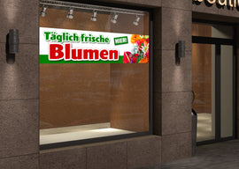 PVC-Banner oder Klebefolie TÄGLICH FRISCHE BLUMEN - 0