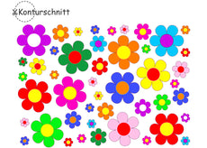 Klebefolie VINTAGE BLUMEN 46 Stück Konturschnitt-1