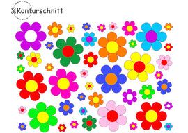 Klebefolie VINTAGE BLUMEN 46 Stück Konturschnitt