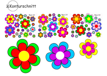 Klebefolie VINTAGE BLUMEN 58 Stück Konturschnitt