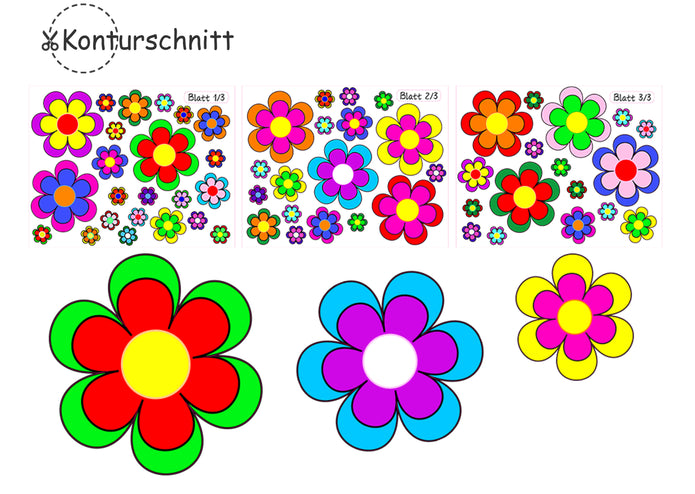 Klebefolie VINTAGE BLUMEN 58 Stück Konturschnitt