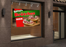 PVC-Banner, Fotokarton oder Klebefolie BELEGTE BRÖTCHEN - HIER-2
