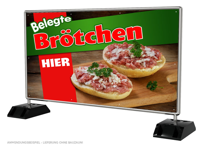 PVC-Banner, Fotokarton oder Klebefolie BELEGTE BRÖTCHEN - HIER