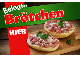 PVC-Banner, Fotokarton oder Klebefolie BELEGTE BRÖTCHEN - HIER