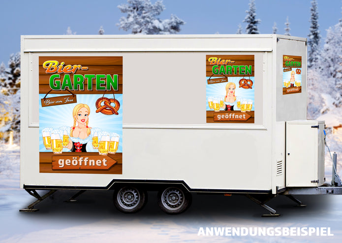 Klebefolie oder Fotokarton BIERGARTEN GEÖFFNET