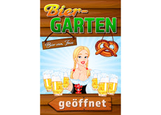 Klebefolie oder Fotokarton BIERGARTEN GEÖFFNET-1