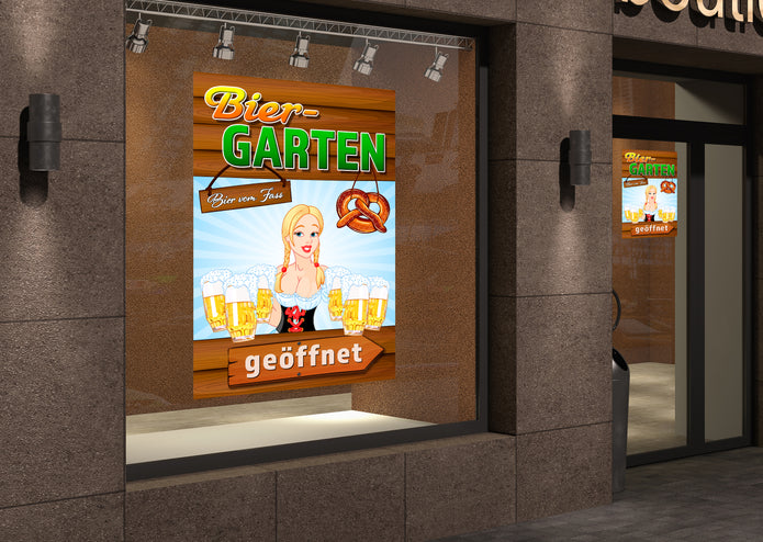 Klebefolie oder Fotokarton BIERGARTEN GEÖFFNET
