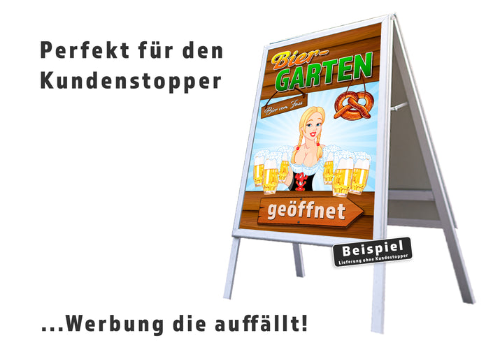 Klebefolie oder Fotokarton BIERGARTEN GEÖFFNET
