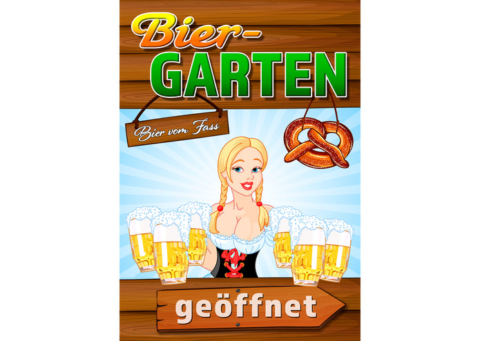 Klebefolie oder Fotokarton BIERGARTEN GEÖFFNET