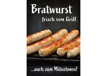 Klebefolie oder Fotokarton BRATWURST frisch vom Grill