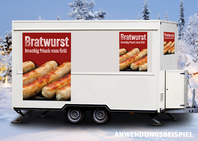 Klebefolie oder Fotokarton BRATWURST knackig frisch vom Grill