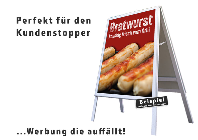 Klebefolie oder Fotokarton BRATWURST knackig frisch vom Grill