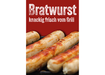 Klebefolie oder Fotokarton BRATWURST knackig frisch vom Grill