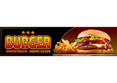 PVC-Banner oder Klebefolie BURGER IMMER FRISCH - IMMER LECKER-1