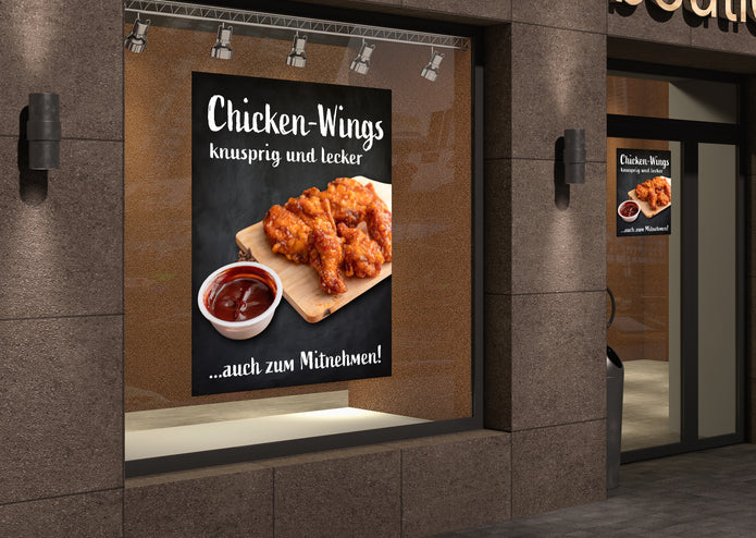 Klebefolie oder Fotokarton CHICKEN-WINGS knusprig & lecker