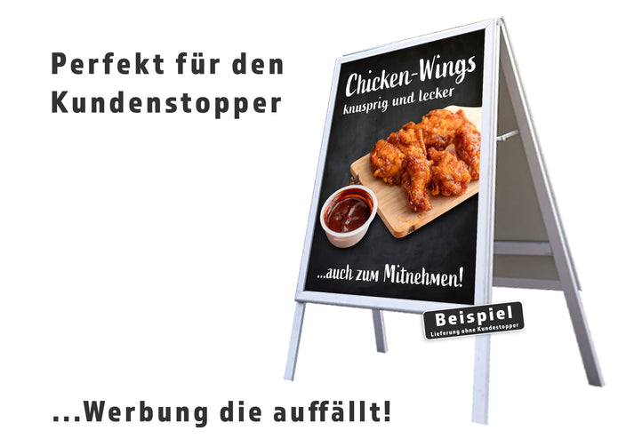 Klebefolie oder Fotokarton CHICKEN-WINGS knusprig & lecker