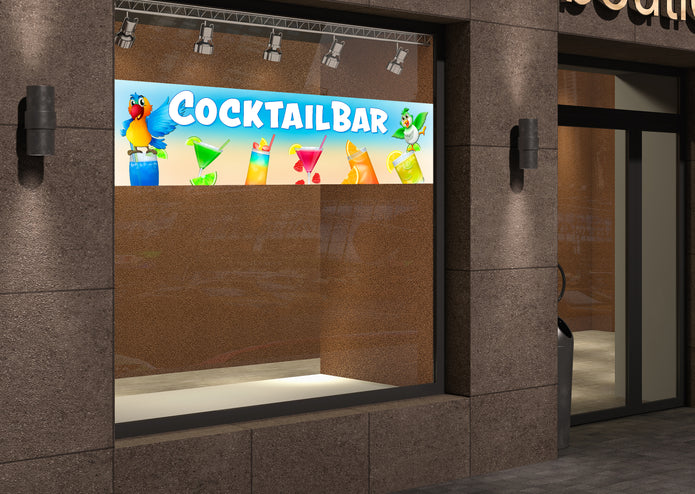 PVC-Banner oder Klebefolie COCKTAILBAR Papageien blue Tropical