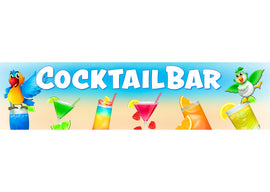 PVC-Banner oder Klebefolie COCKTAILBAR Papageien blue Tropical