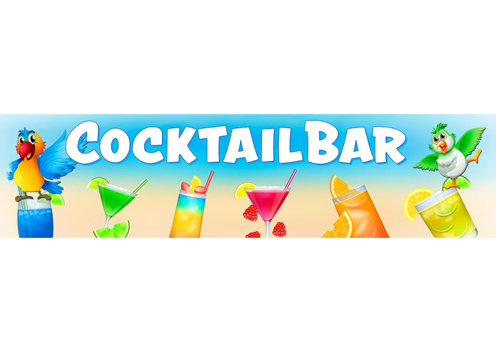 PVC-Banner oder Klebefolie COCKTAILBAR Papageien blue Tropical