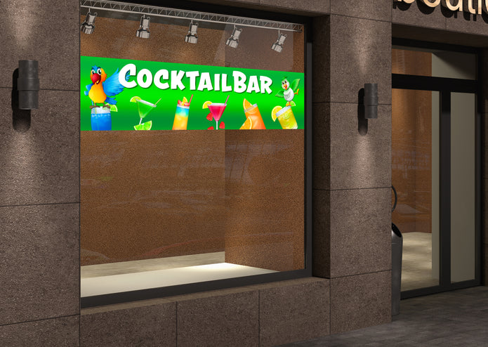 PVC-Banner oder Klebefolie COCKTAILBAR Papageien green Tropical