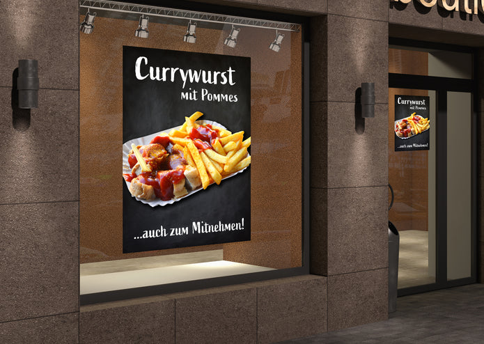 Klebefolie oder Fotokarton CURRYWURST MIT POMMES