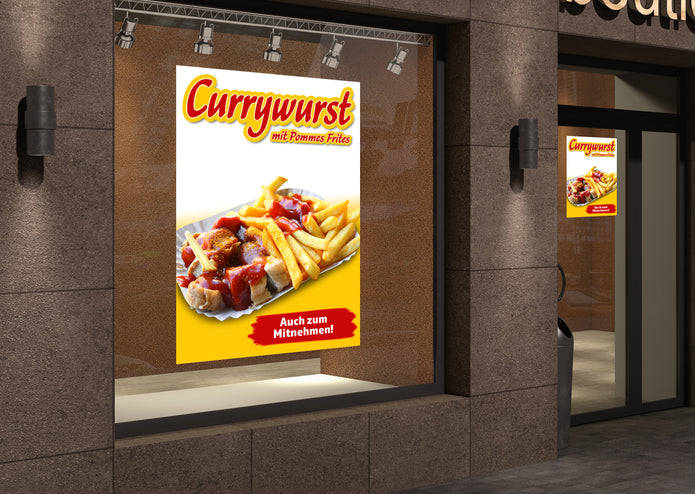 Klebefolie oder Fotokarton CURRYWURST MIT POMMES FRITES