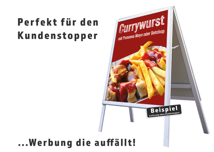 Klebefolie oder Fotokarton CURRYWURST MIT POMMES MAYO ODER KETCHUP
