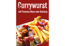 Klebefolie oder Fotokarton CURRYWURST MIT POMMES MAYO ODER KETCHUP-1