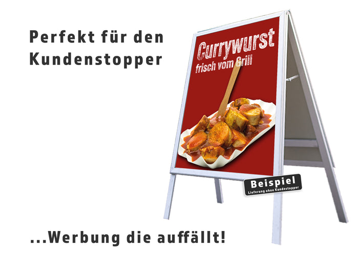 Klebefolie oder Fotokarton CURRYWURST frisch vom Grill