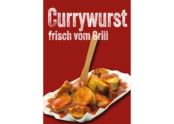 Klebefolie oder Fotokarton CURRYWURST frisch vom Grill