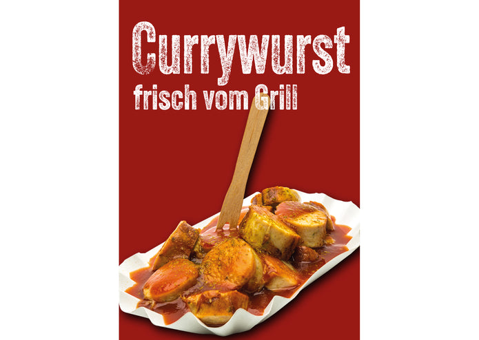 Klebefolie oder Fotokarton CURRYWURST frisch vom Grill