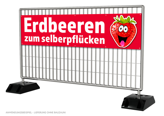 PVC-Banner oder Klebefolie ERDBEEREN ZUM SELBERPFLÜCKEN