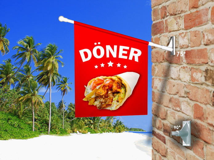 Fahne DÖNER rot inkl. Halterung