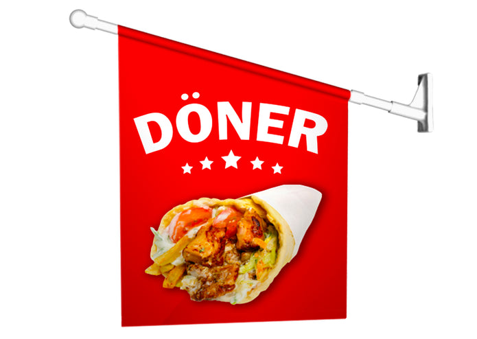 Fahne DÖNER rot inkl. Halterung