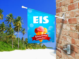 Fahne EIS - ERFRISCHEND UND LECKER inkl. Halterung - 0