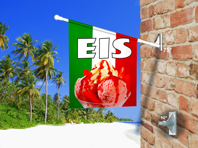Fahne ITALIENISCHES-EIS mit Sahne inkl. Halterung