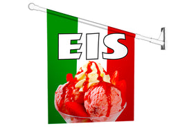 Fahne ITALIENISCHES-EIS mit Sahne inkl. Halterung