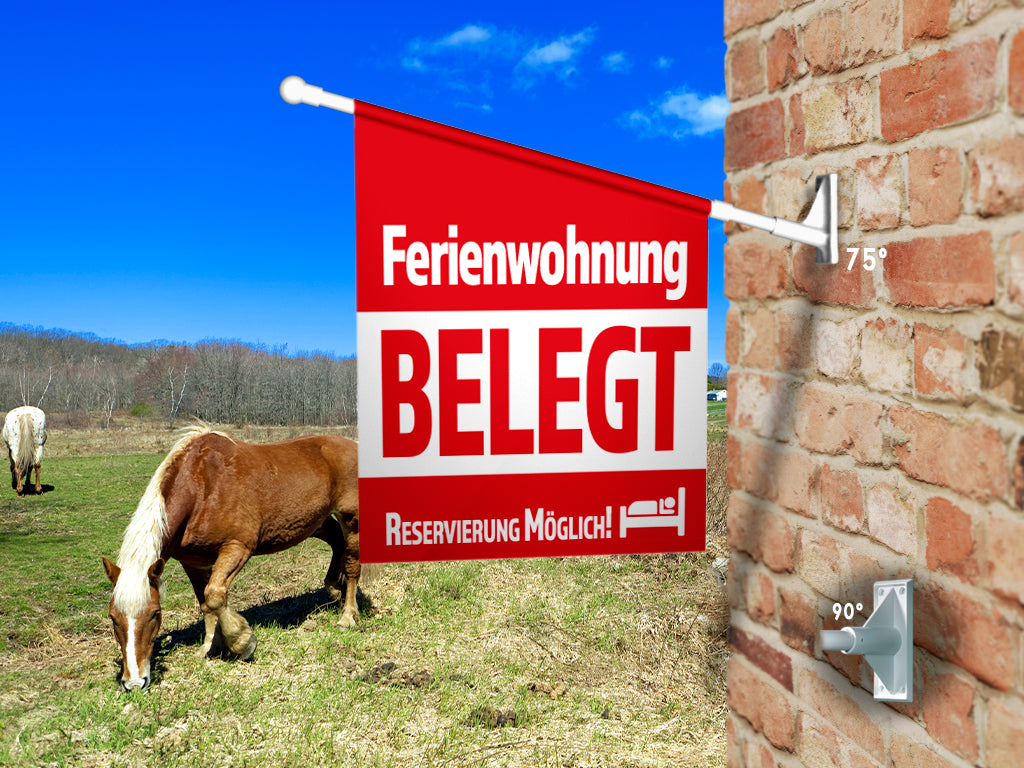 Fahne FERIENWOHNUNG BELEGT inkl. Halterung