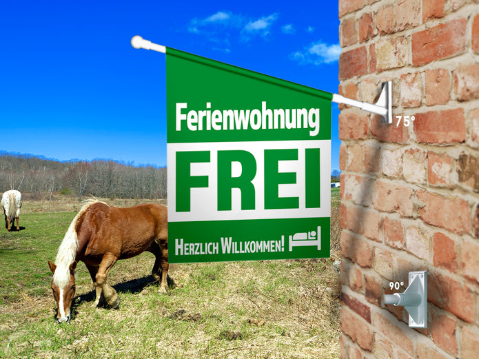Fahne FERIENWOHNUNG FREI inkl. Halterung