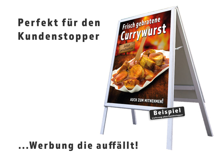 Klebefolie oder Fotokarton FRISCH GEBRATENE CURRYWURST