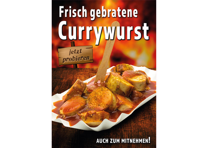 Klebefolie oder Fotokarton FRISCH GEBRATENE CURRYWURST