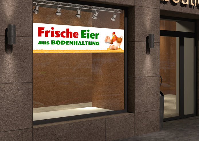 PVC-Banner oder Klebefolie FRISCHE EIER AUS BODENHALTUNG