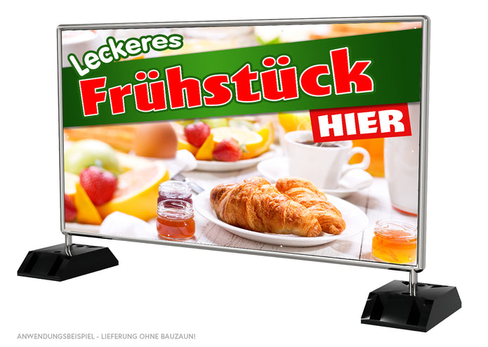 PVC-Banner, Fotokarton oder Klebefolie LECKERES FRÜHSTÜCK - HIER