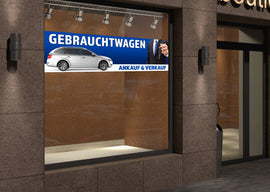 PVC-Banner oder Klebefolie GEBRAUCHTWAGEN AN- & VERKAUF blau - 0
