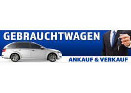 PVC-Banner oder Klebefolie GEBRAUCHTWAGEN AN- & VERKAUF blau