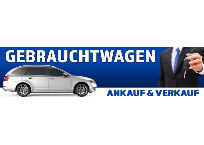 PVC-Banner oder Klebefolie GEBRAUCHTWAGEN AN- & VERKAUF blau