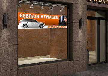 PVC-Banner oder Klebefolie GEBRAUCHTWAGEN AN- & VERKAUF orange - 0