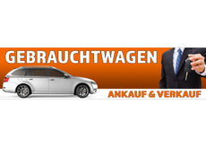 PVC-Banner oder Klebefolie GEBRAUCHTWAGEN AN- & VERKAUF orange-1