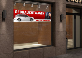 PVC-Banner oder Klebefolie GEBRAUCHTWAGEN AN- & VERKAUF rot - 0
