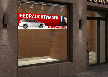PVC-Banner oder Klebefolie GEBRAUCHTWAGEN AN- & VERKAUF rot - 0